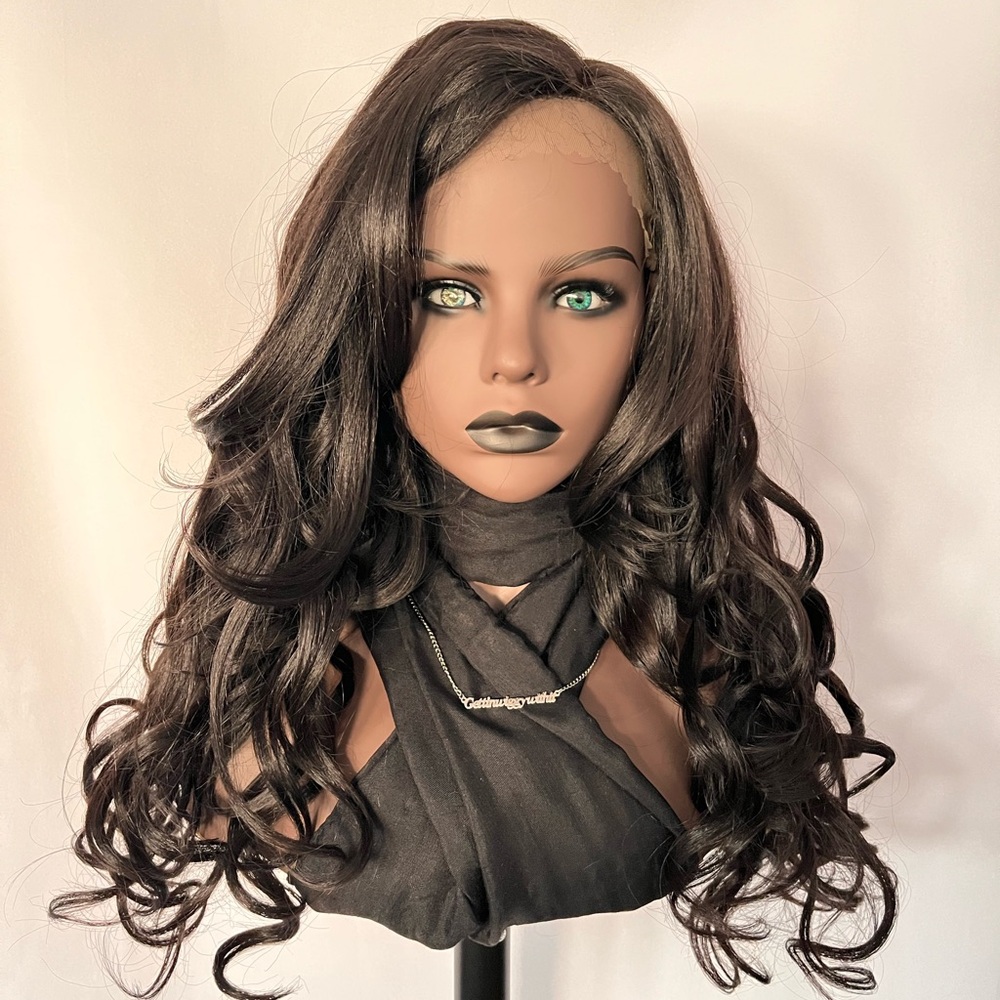 Gorgeous Brown Premium Fiber Lace Front Wig for Daily Wear of Events 🤎